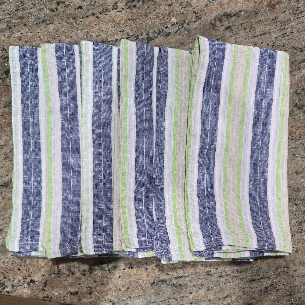 Striped Blue and Green Napkins